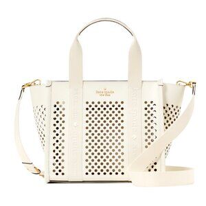 New Kate Spade Kip Perforated Leather Small Tote Meringue